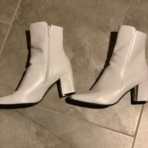 White Booties With A Cute Heel